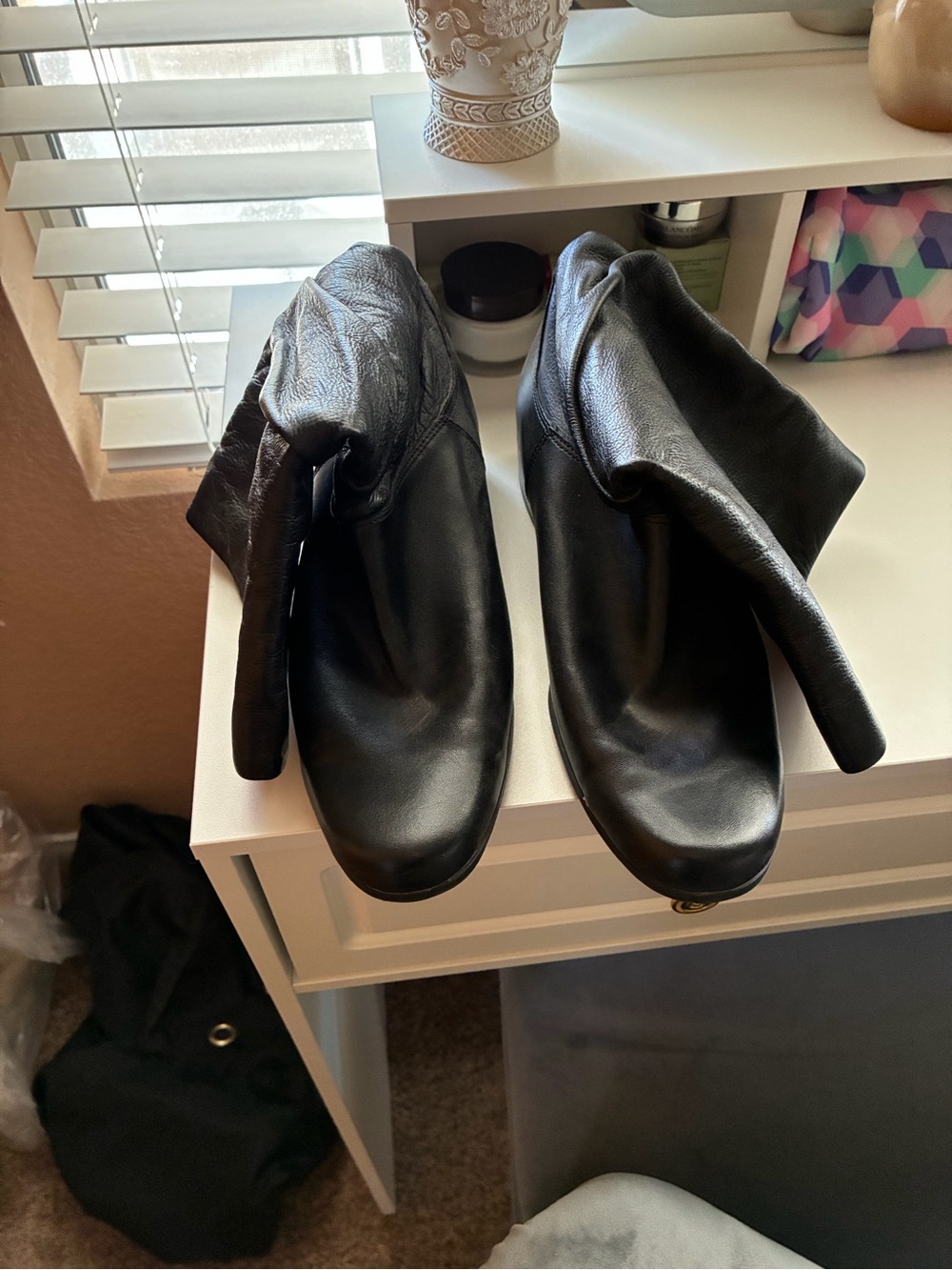 jcpenney Black Women's Fold-Over Leather Heeled Boots